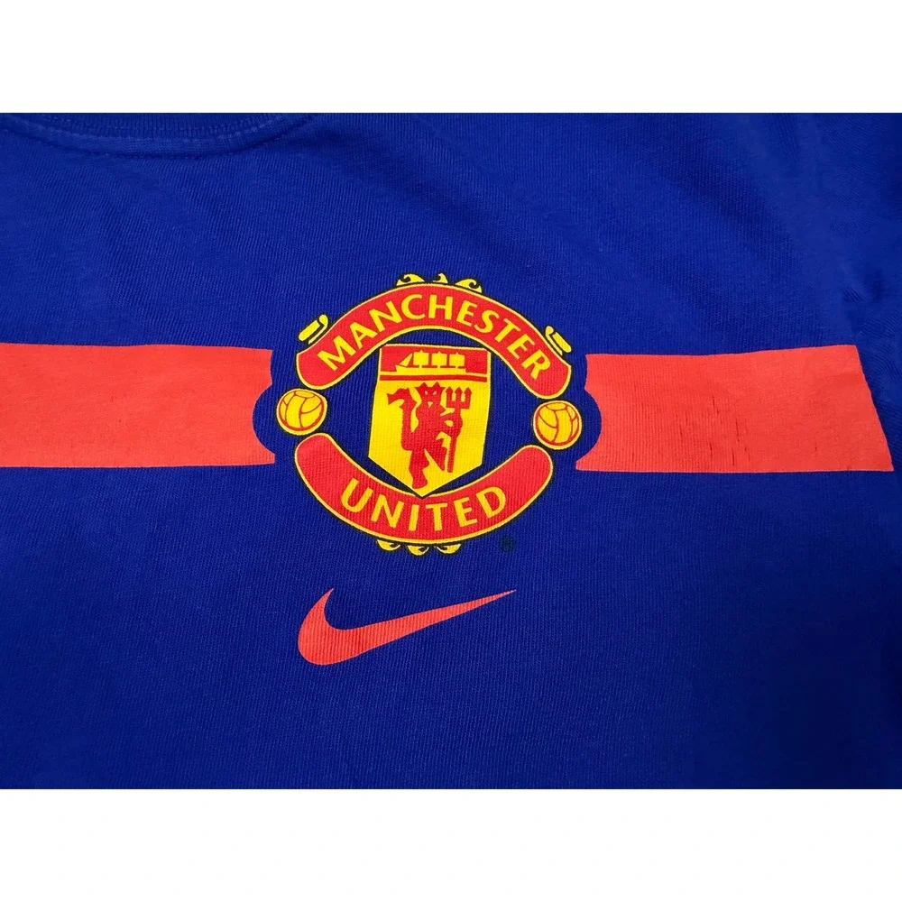 Nike T-Shirt Manchester United FC Size M Blue Slim Fit Soccer‎ Graphic Tee